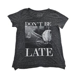 Disney Cinderella Dont Be Late Graphic T Charcoal Grey Heathered Shirt Womens M